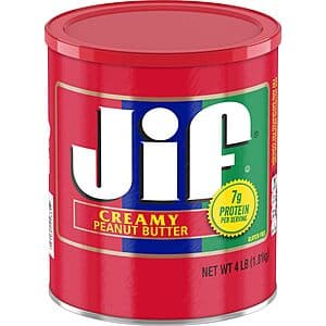 4lbs Jif Creamy Peanut Butter $5.60 w/ Subscribe & Save