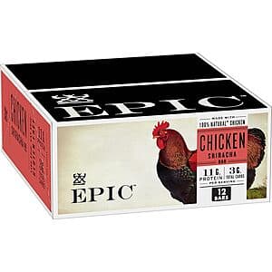 12-Pack 1.3-Oz Epic Chicken Sriracha Protein Bar 2 for $34.35 w/ Subscribe & Save