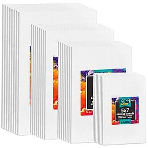 32-Pack KEFF Canvas Boards for Painting (8 Each: 5x7, 8x10, 9x12, 11x14) $14.25