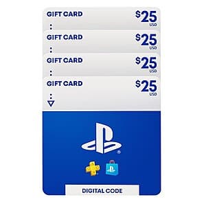 Costco Members: 4-Pack $25 Sony PlayStation eGift Card (Email Delivery) $80 & More