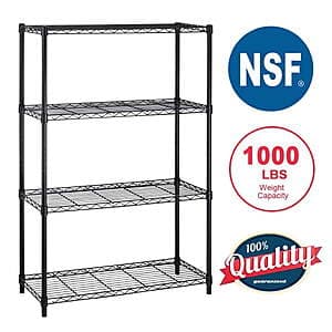 BestOffice 4-Shelf Metal Wire Storage Rack (Black, 54"x36"x14") $35 + Free Shipping
