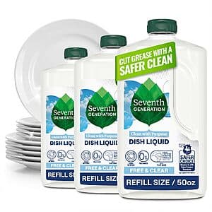 3-Pk 50-Oz Seventh Generation Hand Dish Wash Refill (Free & Clear) $14 w/ S&S