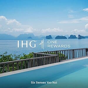 IHG One Rewards logo and hotel destinations worldwide representing the promotion across Americas, Europe, Asia, Africa and Middle East regions.