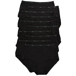 30-Pk Hanes Women's Full-Coverage Cotton Blend Panties (Size 7, Black) $18