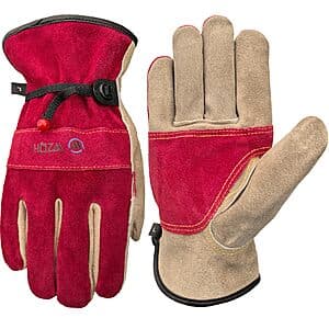 WZQH Women's Leather Work Gloves (Rose Red /Grey, Large Only) $4