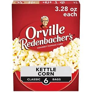 Select Amazon Acct: 6-Pk 3.3oz. Orville Redenbacher's Microwave Popcorn (Kettle) 2 for $5.60 w/ S&S