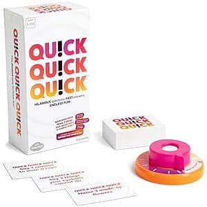 What Do You Meme? QU!CK QU!CK QU!CK Party Card Game box for quick-play meme matching gameplay.