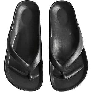 GETOEU arch support flip flop sandals with thick EVA cushioned sole in multiple color options.