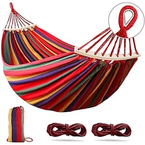 85 x 61" Outerman Canvas Camping Hammock w/ 550-Lb Load Capacity $18.15