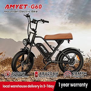 20" AMYET V9-G60 48V 20AH 1000W Fat Tire Ebike (2 colors) $389 + Free Shipping