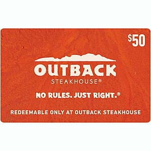 Sam's Club Members: Select eGift Cards: $50 Outback Steakhouse eGift Card $35 & More (Email Delivery)