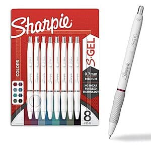 8-Ct Sharpie S-Gel 0.7mm Medium Point Bold Ink Barrel Pens (White Pearl) $6.90 w/ S&S