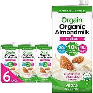 6-Pack 32-Oz Orgain Organic Vegan Protein Almondmilk (Unsweetened Vanilla) $11.05 w/ Subscribe & Save