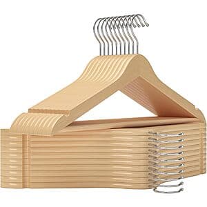StorageWorks Wooden Clothes Hangers: 30-Pack (2 Colors) $17.50, 20-Pack $11.65