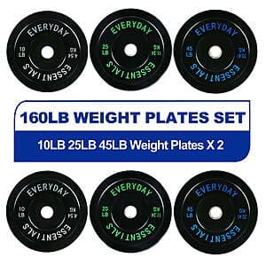 160-Lbs BalanceFrom Olympic Bumper Plate Weight Plate Set w/ Steel Hub (Black) $104 + Free Shipping