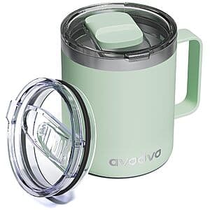12-Oz avodvo Insulated Stainless Steel Coffee Mug w/ 2 Lids $7