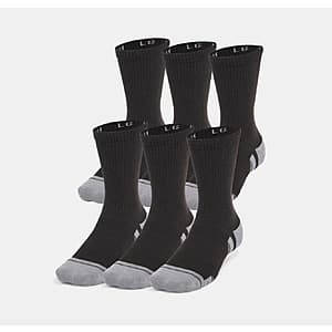 6-Pairs Under Armour Unisex UA Performance Tech Crew Socks (2 Colors) $8.10 + Free S&H on $50+