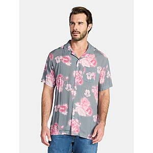 Disney Men's Mickey Mouse Graphic Button-Up Shirt (2XL or 3XL, Charcoal) $3.90