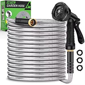 Prime Members: 50' Kebose Stainless Steel Garden Hose w/ Multi-Function Nozzle $17.10 + Free S&H