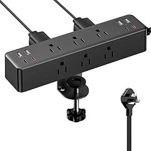 10' Acozvin Flat Plug Desk Clamp Power Strip w/ 4 USB Ports (2x USB-C 20W PD) $25.65