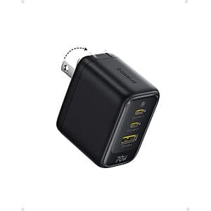3-Port Enerfill 70W Gan USB-C Charger w/ Foldable Plug (2 USB-C + USB-A) $20 + Free S&H