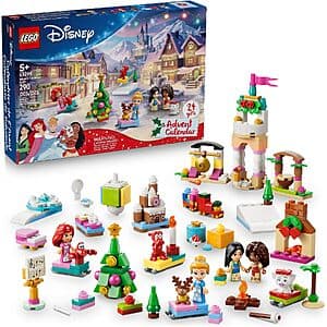 LEGO Disney Advent Calendar 2026 set box featuring colorful Disney character illustrations and numbered compartments for daily surprises.