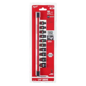10-Piece Milwaukee Shockwave 1/4" SAE 6-Point Impact Socket Set $18 + Free S/H