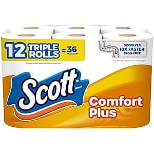 Prime Members: 12-ct Triple Rolls Scott ComfortPlus Toilet Paper $4.25 w/ S&S