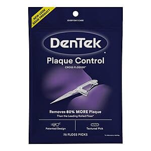 75-Count DenTek X-Shaped Cross Flosser Plaque Control Floss Picks (Mint) $1.75 w/ Subscribe & Save