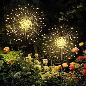 2-Pack Gigalumi 120-LED Solar Firework Garden Lights (Warm White) $13.50