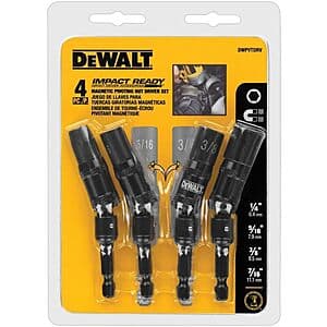 4-Piece DeWALT Impact Ready Pivoting Nutsetters (1/4", 5/16", 3/8", & 7/16") $17