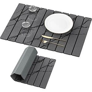 Yofidra 24" x 16" Diatomaceous Earth Foldable Dish Drying Mat (Dark Gray Marble) $12.35