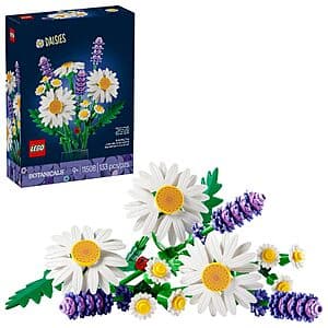 133-piece LEGO Botanicals Daisies building set with colorful daisy flowers and green stems in original packaging.