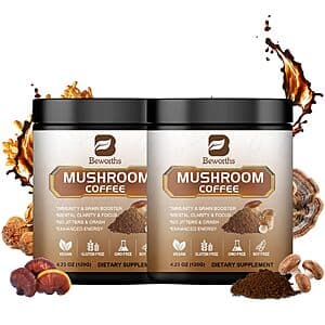 2-Pk 4.23-Oz B Beworths Mix Arabica Mushroom Instant Coffee (Cacao) $13.20 w/ S&S