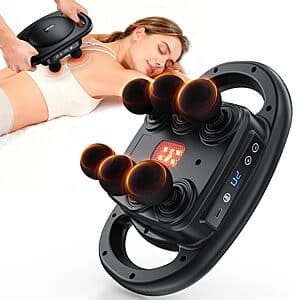 AERLANG black portable deep tissue percussion massage gun with multiple massage heads for muscle relief.
