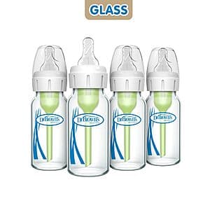 4-Pack Dr. Brown's Glass Natural Flow Anti-Colic Baby Bottle: 4-Oz $19.65, 8-Oz $19.80