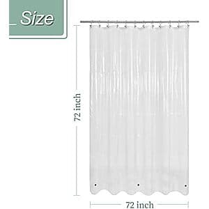 Mrs Awesome 72"x72" Lightweight Shower Curtain Liner w/ 3 Magnets (Clear) $3.80