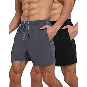 2-Pack LalaHook Men's 5" Quick Dry Workout Shorts w/ Zipper Pockets (various) $7.50