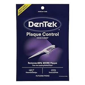 75-Ct DenTek X-Shaped Cross Flosser Plaque Control Floss Picks (Mint) $1.20 w/ S&S