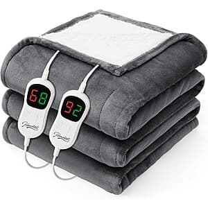 84" x 90" Homemate Dual Control Queen Size Electric Heated Blanket (Grey) $23.75 + Free Shipping