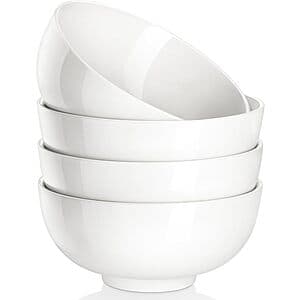 26-oz MALACASA Porcelain Soup Bowls (white): 6-pk $14.55, 4-pk $10.40 & More