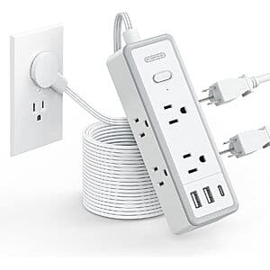 Ntonpower Power Strip 1080J Surge Protector w/ 10' Flat Cord (6x Outlet/3x USB) $13.80