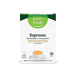 Prime Members: 50-Ct Amazon Fresh Espresso Medium Roast Aluminum Capsules $6.80 w/ S&S + Free S&H