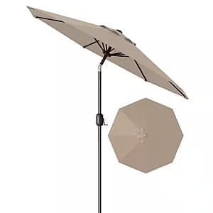 9' Garvee Metal Pole Round Market Tilt Patio Umbrella (Tan) $22 + Free S&H