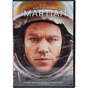 The Martian DVD case with artwork showing an astronaut on Mars.