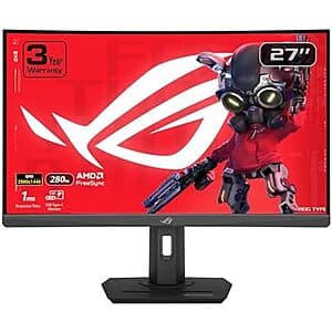 27" ASUS ROG Strix XG27WCMS QHD 280Hz 1ms DisplayHDR 400 Curved Gaming Monitor $210.30 + Free Shipping