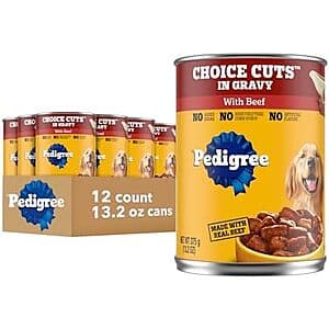 12-Count 13.2-Oz Pedigree Choice Cuts in Gravy Adult Soft Wet Dog Food w/ Beef $12.35