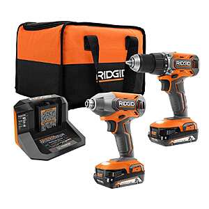 RIDGID 18V Combo Kit w/ Drill/Driver, Impact Driver, 2x 2Ah Batteries, & Charger $99 + Free S&H