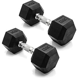 2-Count 25-lbs CAP Barbell Coated Hex Dumbbells (Chrome Handle, 50-lb Set) $38.90 + Free Shipping