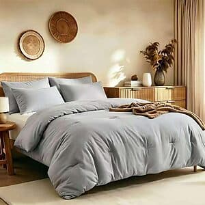 Quataly Queen Bed Comforter Set w/ 2 Pillowcases (Light Grey) $20 + Free S&H